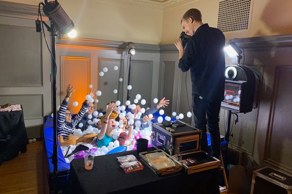 Ball pit photo booth camera setup