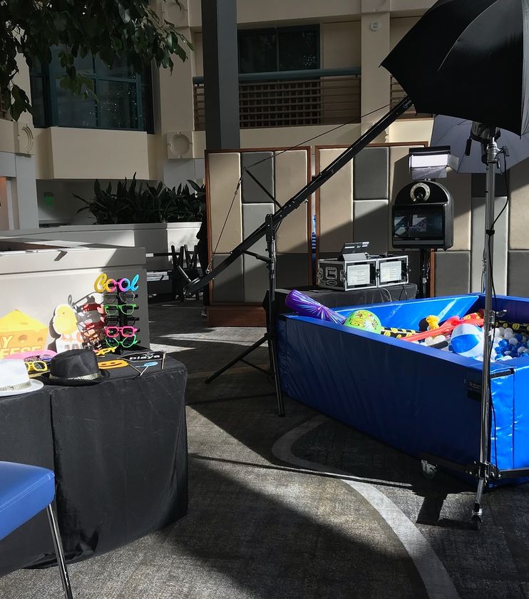 Ball pit photo booth with colorful balls