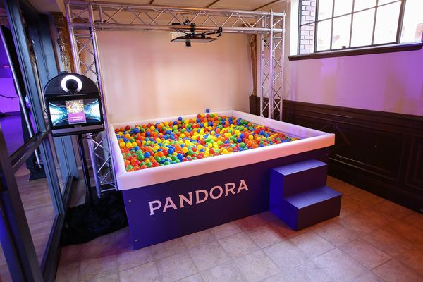 Overhead ball pit photo booth portrait
