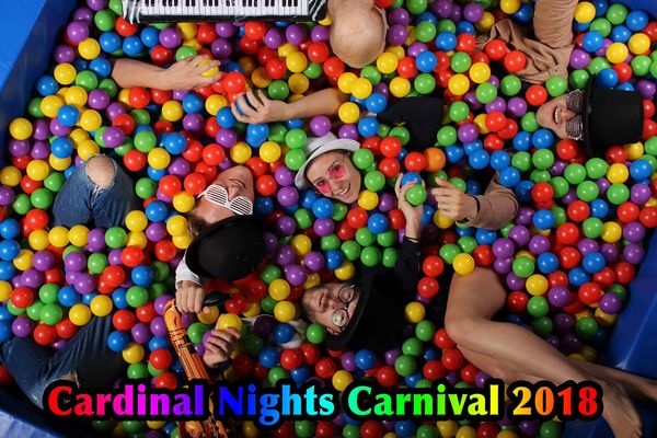 Colorful ball pit photo booth portrait