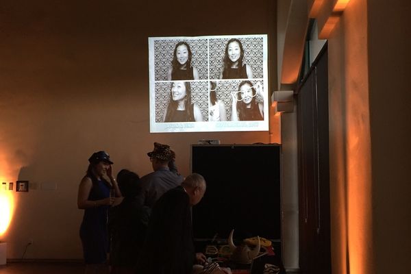 Classic photo booth event photo with props