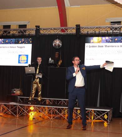 Corporate event with professional AV, staging, and entertainment