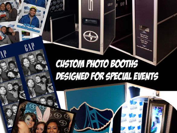 Custom branded photo booth setup at a corporate event