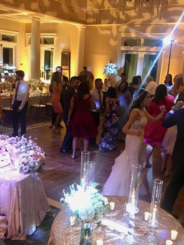 Event room with dramatic lighting effects