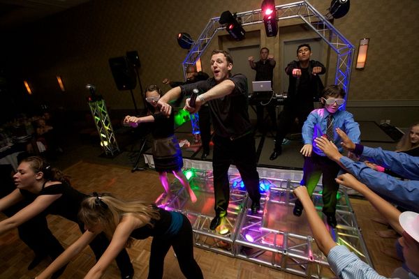 Party atmosphere with music and dancing at a social gathering