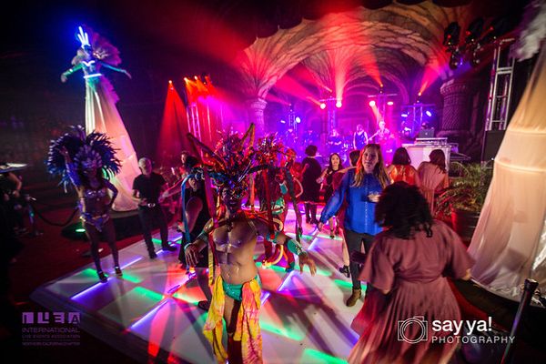 Colorful LED dance floor at a celebration
