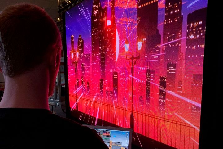LED video wall production setup for a school event