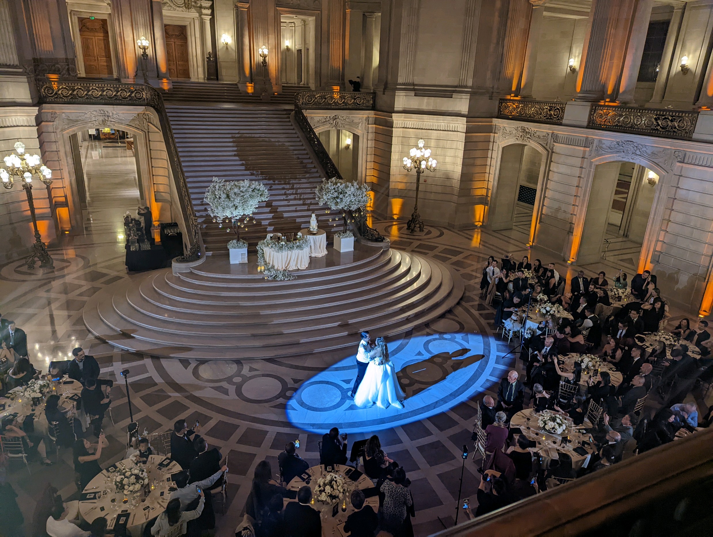 Follow spot lighting at a city hall event