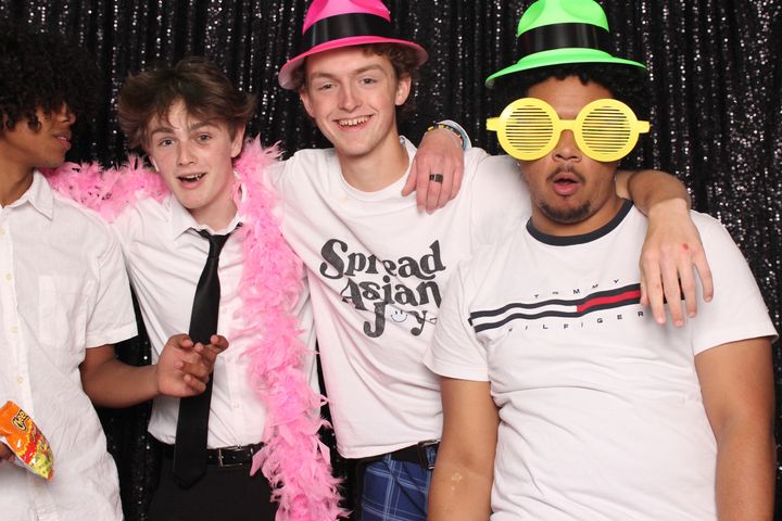School dance crowd with DJ entertainment and lights
