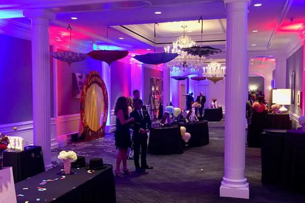 Stage lighting and uplighting during a live event