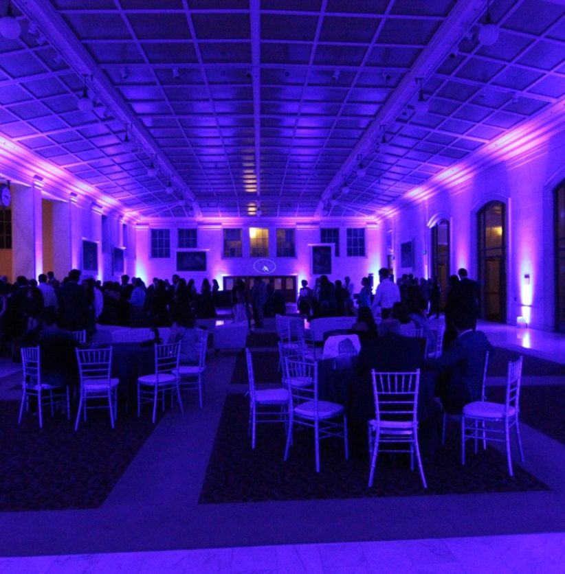 Event room transformed with uplighting
