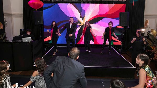 Event video wall with bright screen content