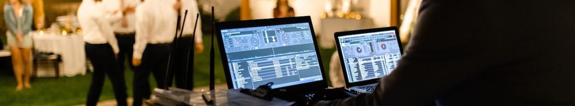 Wedding reception dance floor with DJ entertainment
